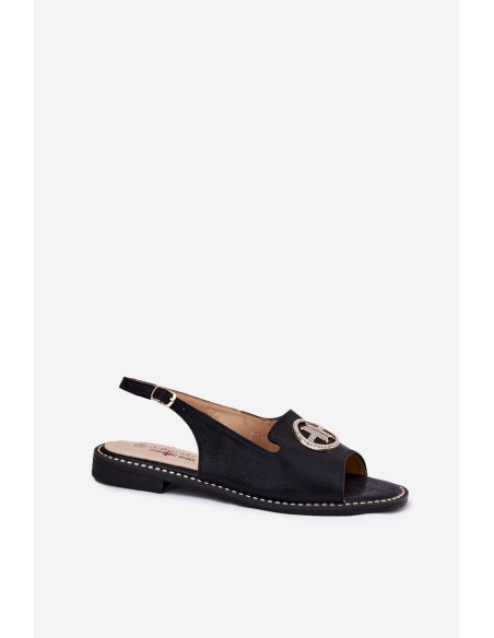 Women's Sandals On Flat Heel With Decoration S.Barski KV51-002 Black