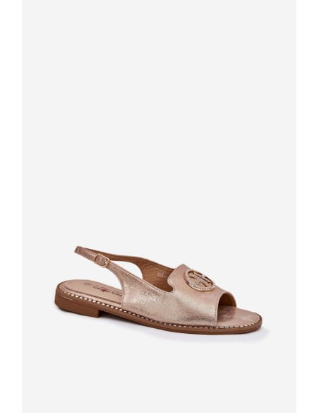 Women's Sandals On Flat Heel With Decoration S.Barski KV51-002 Rose Gold