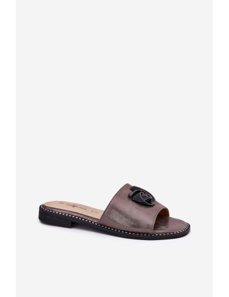 Women Flat Sandals With Decorative Detail KV51-007 Graphite