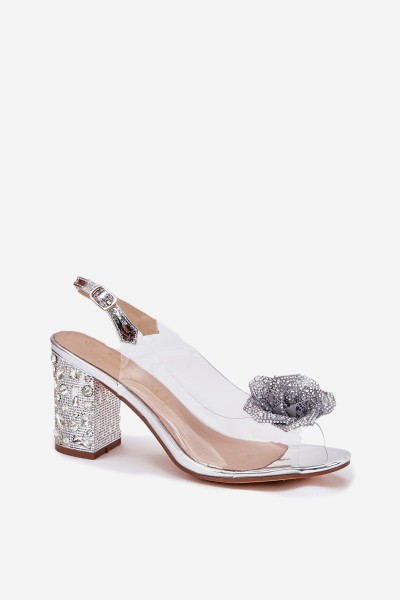 Transparent Heels With Crystals And Decoration D&A MR51-702 Silver 2