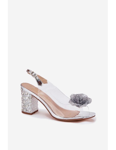 Transparent Heels With Crystals And Decoration D&A MR51-702 Silver
