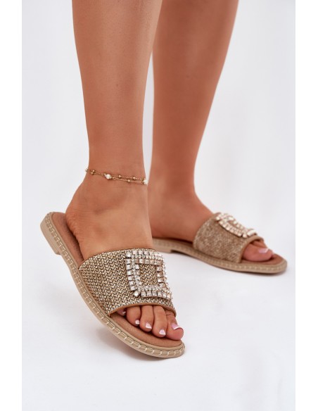 Women's Flat Sandals With Weaving And Decoration Beige Artiker 56C1337