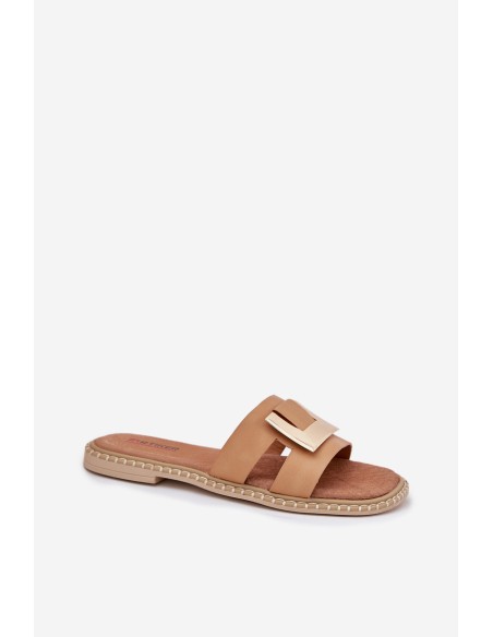 Moteriškos plokščios basutės su dekoratyvinėmis detalėmis smėlio spalvos Artiker 56C1335