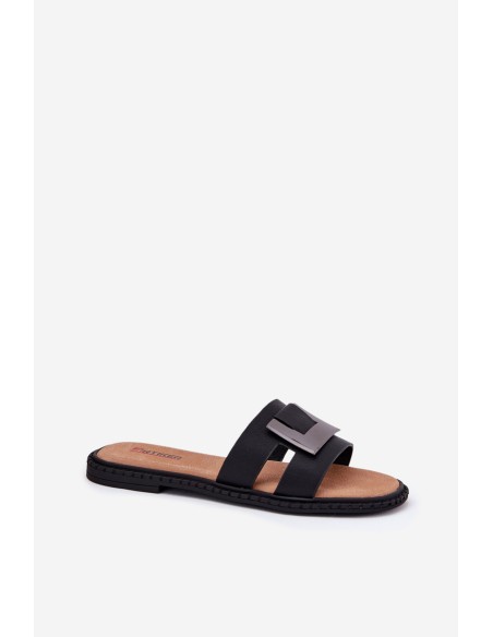 Ladies Flat Slippers With Decorative Detail Artiker Black 56C1336