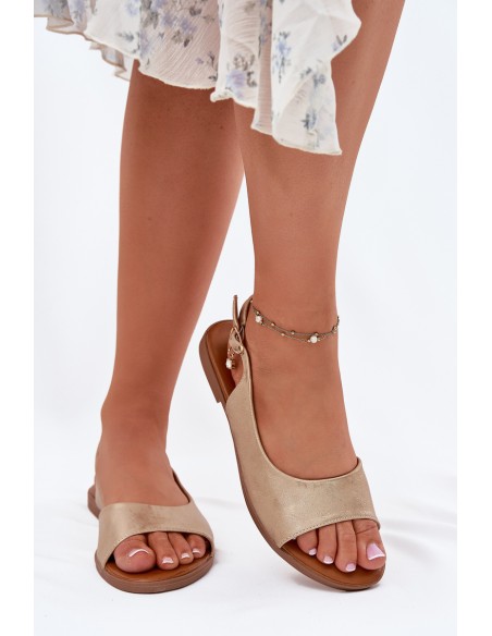 Womens Sandals On Flat Heel Golden Weanise