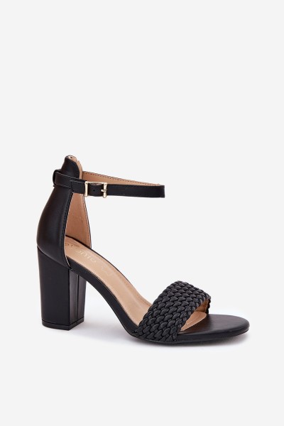 Women's Heeled Sandals with Woven Strap Black Asdine 2