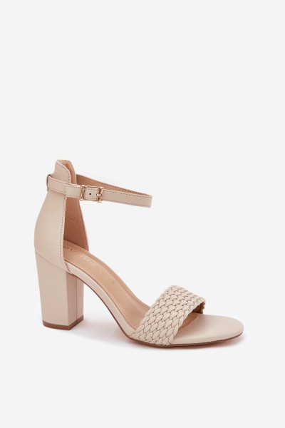 Women's Heeled Sandals with Braided Strap Beige Asdine 2