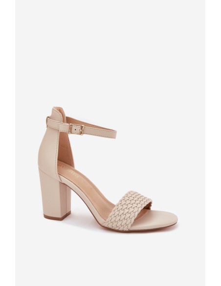 Women's Heeled Sandals with Braided Strap Beige Asdine