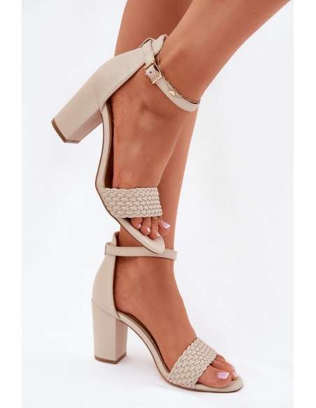 Women's Heeled Sandals with Braided Strap Beige Asdine
