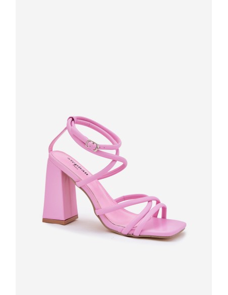 Women's heeled sandals with straps pink Ciarilora