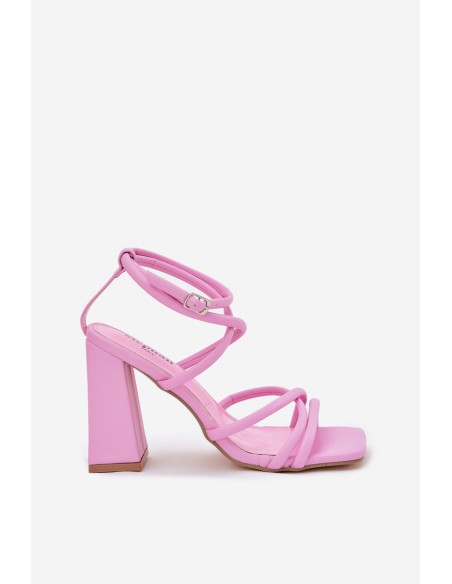 Women's heeled sandals with straps pink Ciarilora