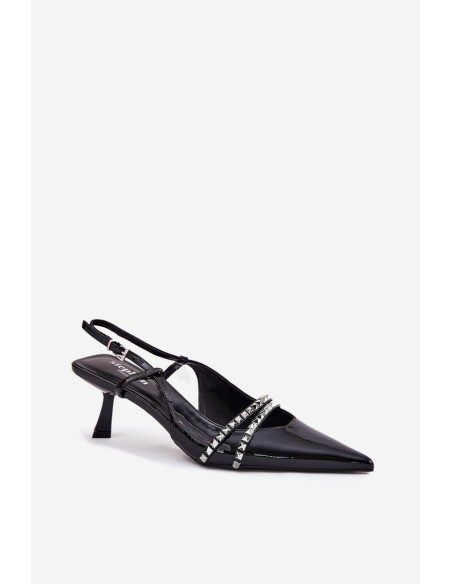 Lacquered Stiletto Heels With Decorative Straps Jelmia