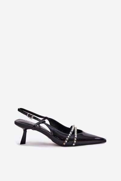Lacquered Stiletto Heels With Decorative Straps Jelmia 2