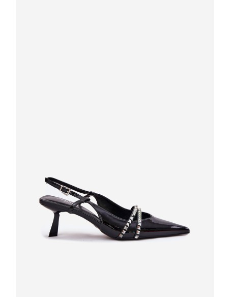 Lacquered Stiletto Heels With Decorative Straps Jelmia