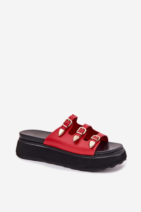 Ladies Platform Sandals With Straps Red Nimiotte