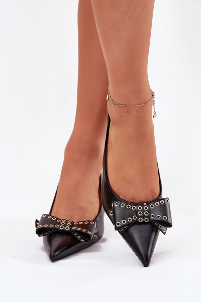High Heels With Bow Black Folesca