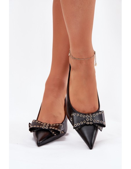 High Heels With Bow Black Folesca