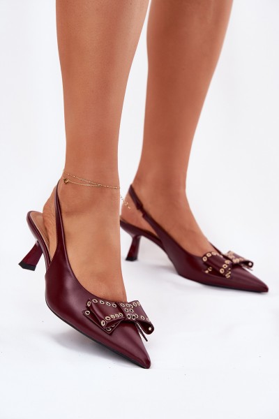 Stiletto Heels With Bow Burgundy Folesca 2