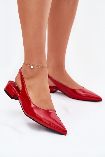 Lacquered Ballerinas On Low Heel Red Testori