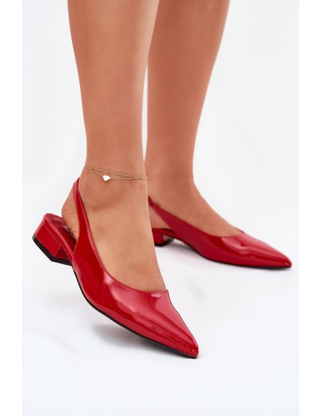 Lacquered Ballerinas On Low Heel Red Testori