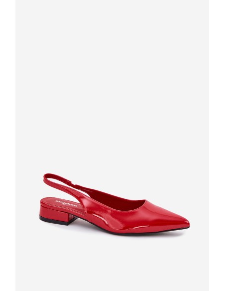 Lacquered Ballerinas On Low Heel Red Testori