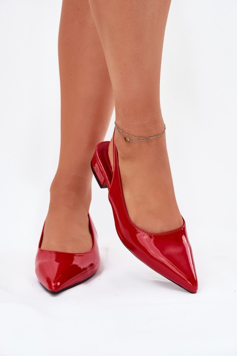 Lacquered Ballerinas On Low Heel Red Testori