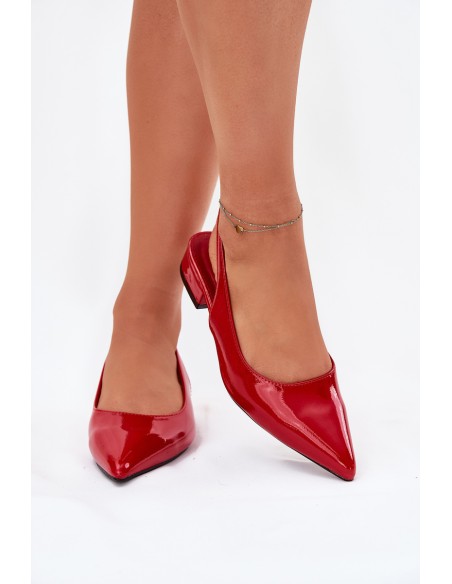 Lacquered Ballerinas On Low Heel Red Testori
