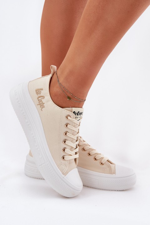 Women's Sneakers On A Platform Beige Lee Cooper LCW-24-44-2464L