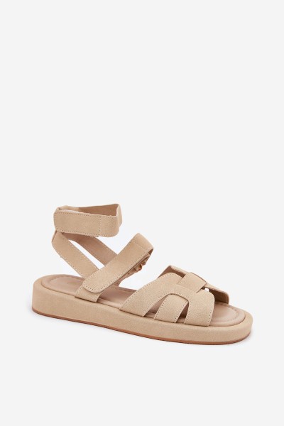 Women's Sandals With Velcro Beige Uvissa 2