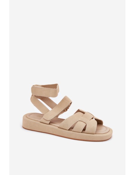 Women's Sandals With Velcro Beige Uvissa