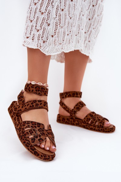 Women's sandals with Velcro leopard Uvissa
