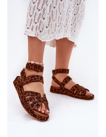 Women's sandals with Velcro leopard Uvissa