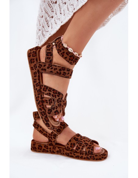 Women's sandals with Velcro leopard Uvissa