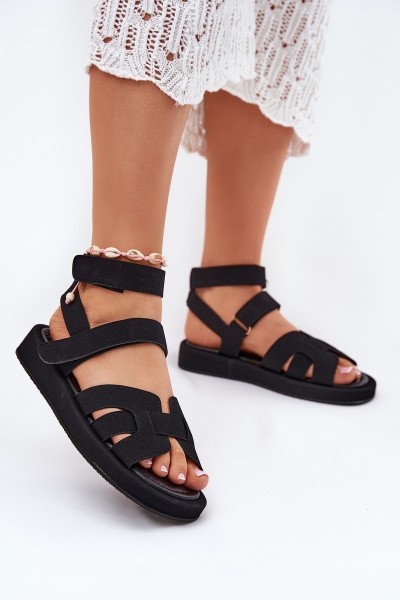 Women Sandals With Velcro Black Uvissa