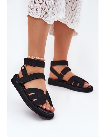 Women Sandals With Velcro Black Uvissa