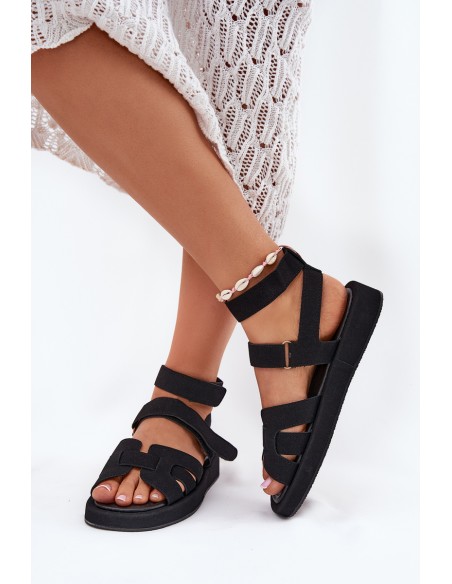 Women Sandals With Velcro Black Uvissa