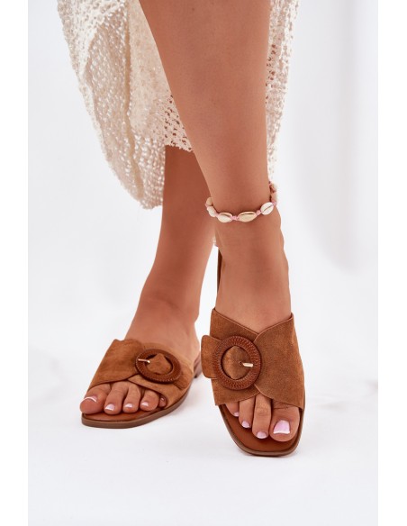 Classic Women's Flat Sandals Beige Scazze