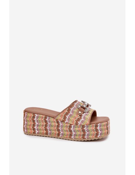 Womens Wedge Sandals With Braiding And Decoration Multicolor Isolene