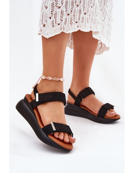 Women's Wedge Sandals Black Monera