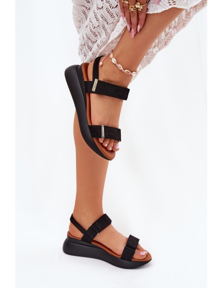Women's Wedge Sandals Black Monera
