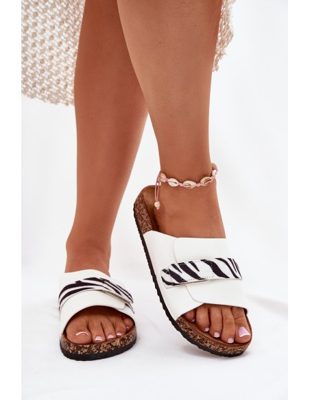 Women's Sandals With Velcro On Cork Platform Beige Baylin
