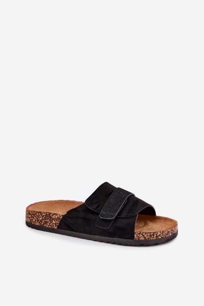 Ladies Sandals With Velcro On Cork Platform Black Baylin 2