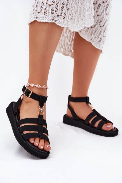 Women's Platform Sandals With Gold Detail Black Kartia
