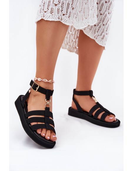Women's Platform Sandals With Gold Detail Black Kartia