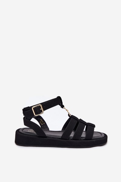 Women's Platform Sandals With Gold Detail Black Kartia 2