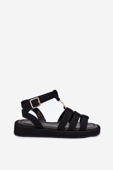 Women's Platform Sandals With Gold Detail Black Kartia