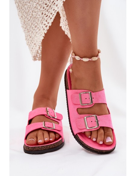 Women's Slippers With Buckles Neon Pink Oliena