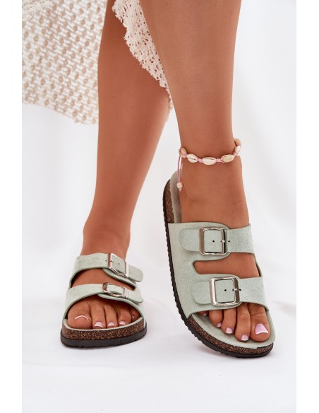 Women's Mules With Buckles Mint Oliena
