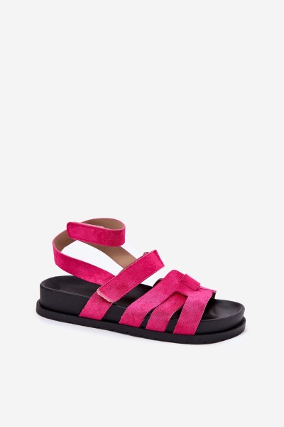 Eco Suede Women's Sandals With Velcro Fuchsia Valpera 2