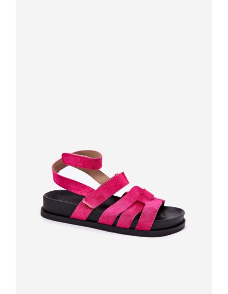 Eco Suede Women's Sandals With Velcro Fuchsia Valpera